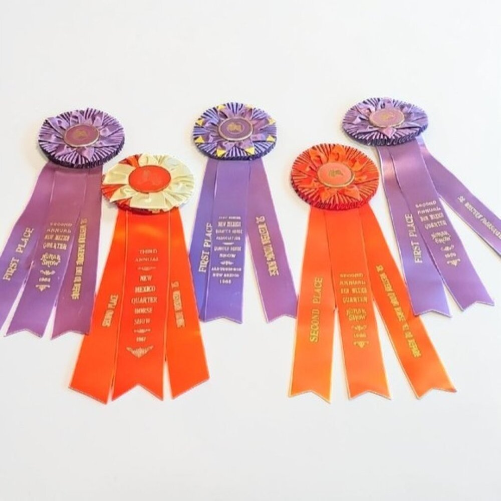 5 original First Second Third Annual NM Quarter Horse Show ribbon 1965 1966 1967